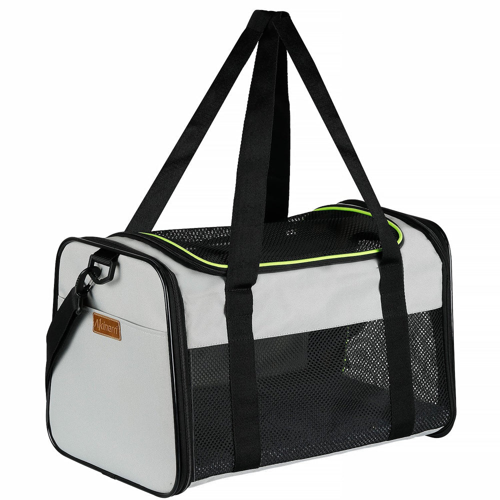 Akinerri porta-gato plegable con ventilación para viajes cómodos.