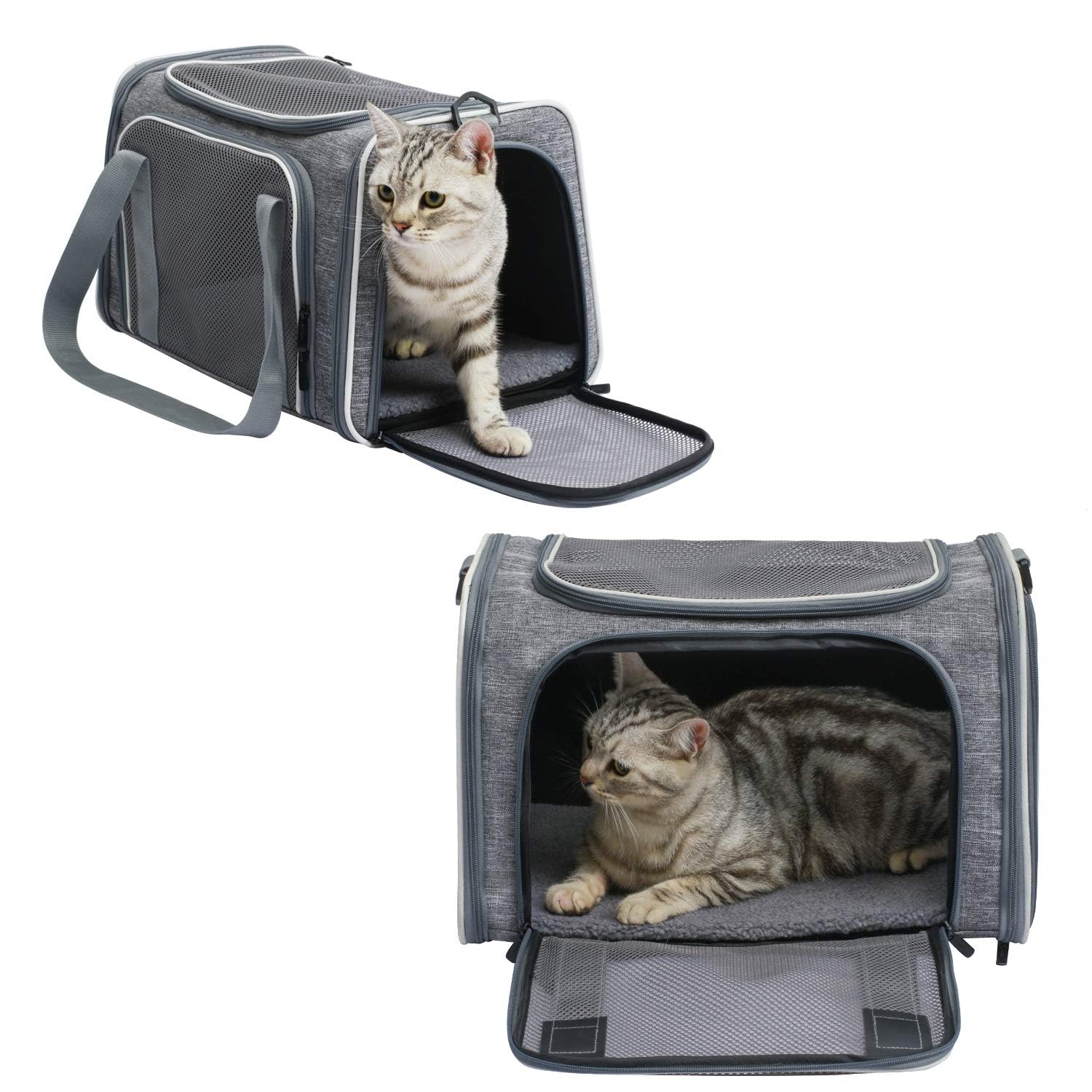 Akinerri transportín con dos entradas, acceso fácil para mascota y cuidador.