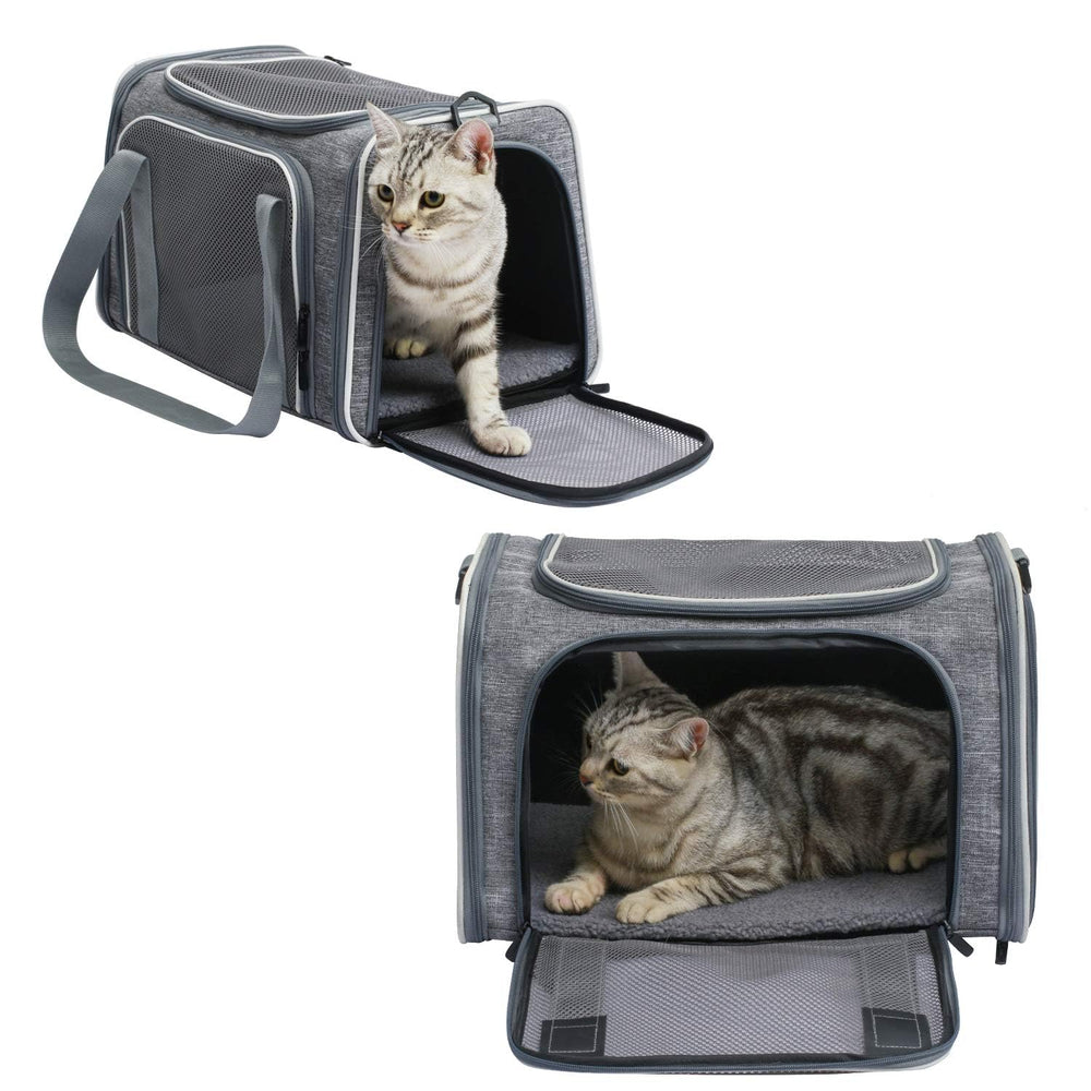 Akinerri transportín con dos entradas, acceso fácil para mascota y cuidador.