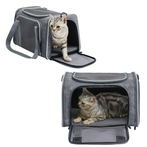 Akinerri transportín con dos entradas, acceso fácil para mascota y cuidador.