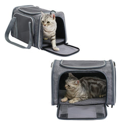 Akinerri transportín con dos entradas, acceso fácil para mascota y cuidador.