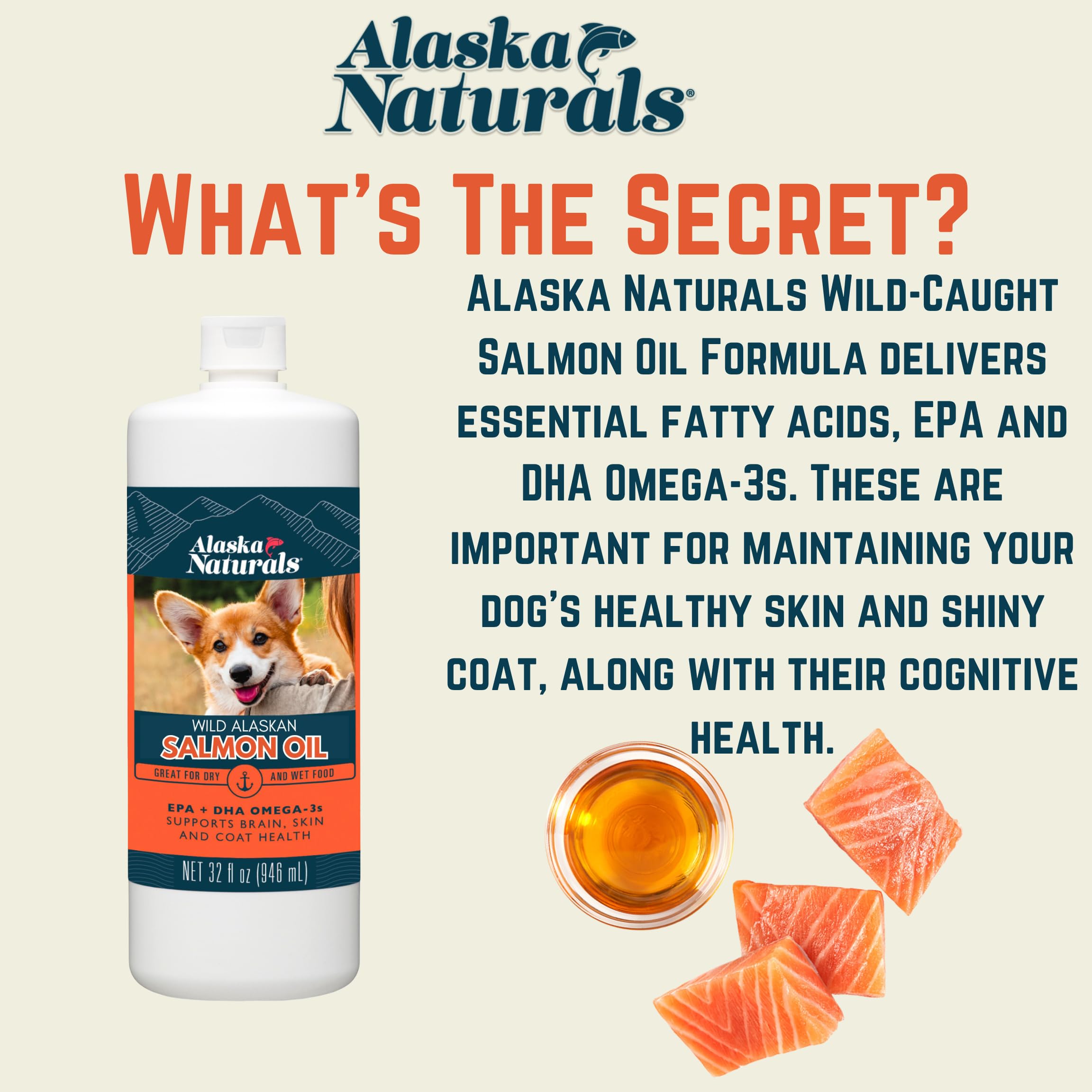 Alaska Naturals: etiqueta clara con ingredientes y beneficios