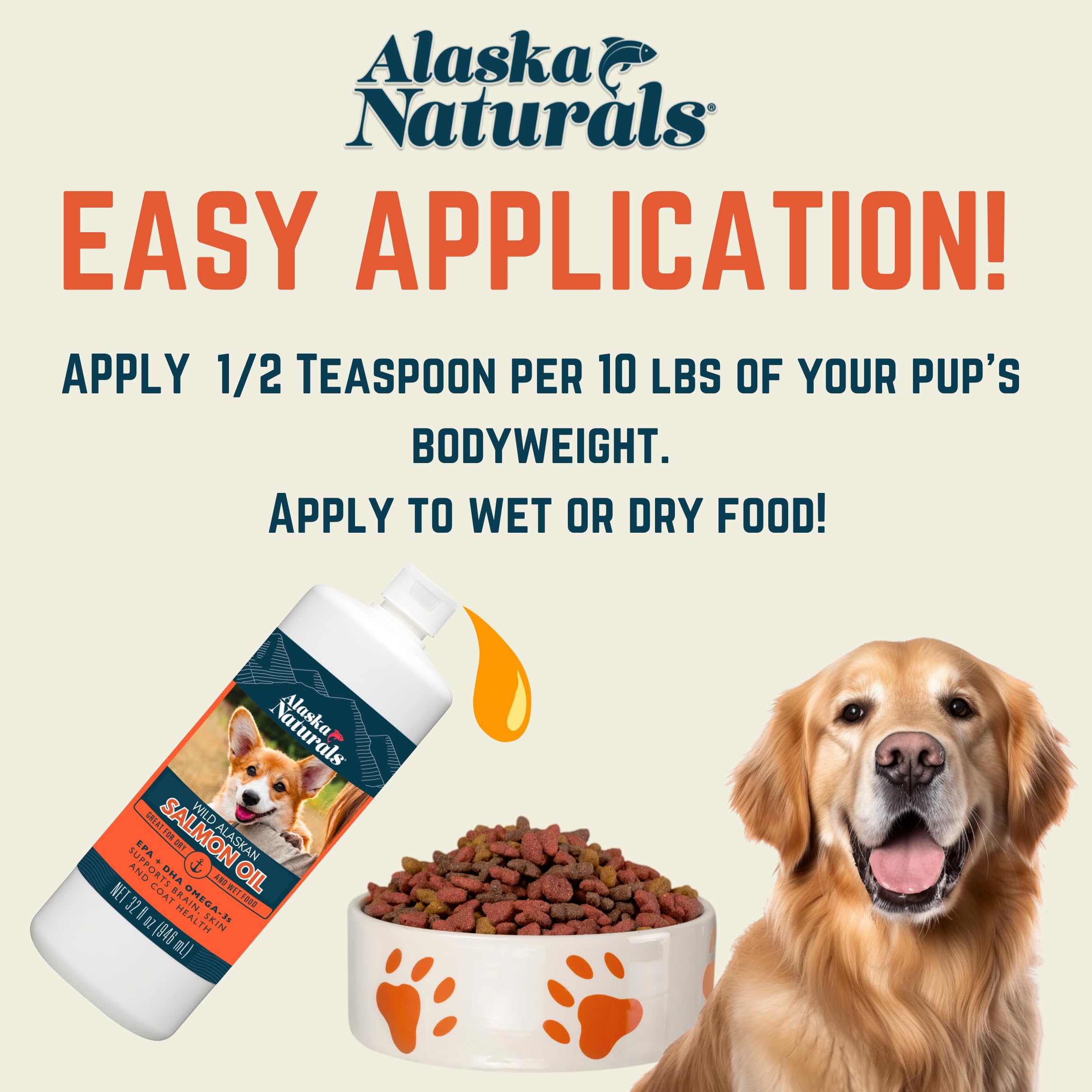 Alaska Naturals: perro contento esperando aceite de salmón