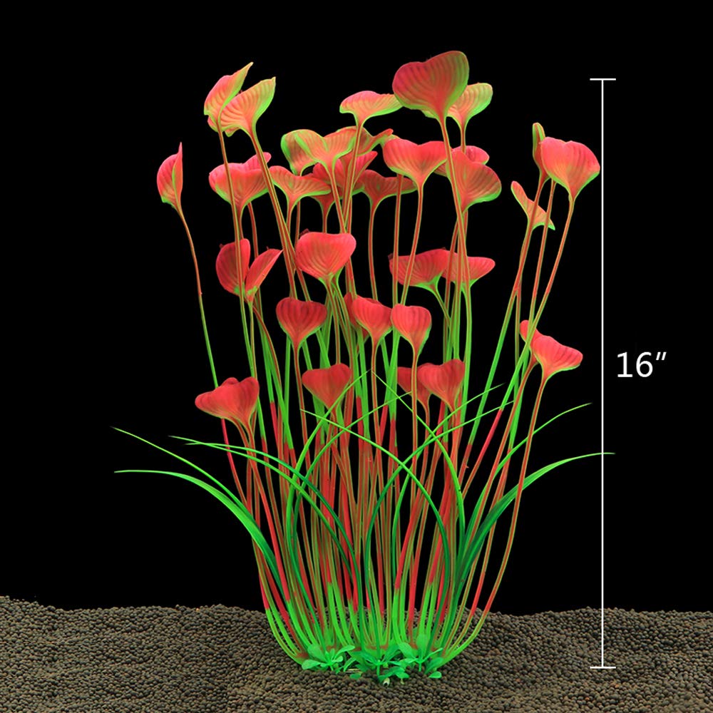 ALEGI plantas artificiales de pecera rosas con base de cerámica, color vibrante y estable