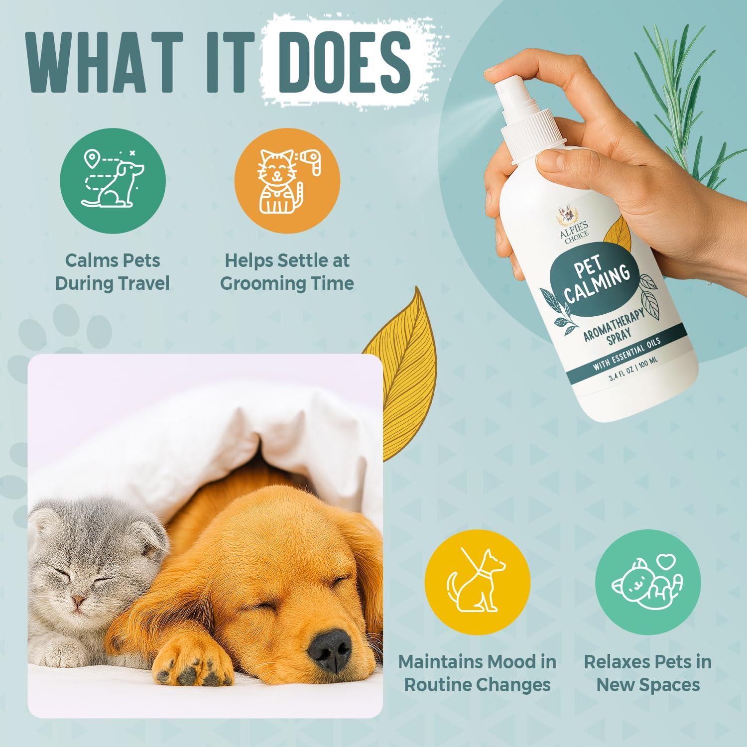 ALFIE'S CHOICE bruma-lavanda-vetiver para relajación suave de mascotas