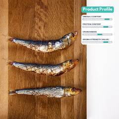 ALFIE'S TREATOS Sardinas crujientes naturales para masticación y sabor.