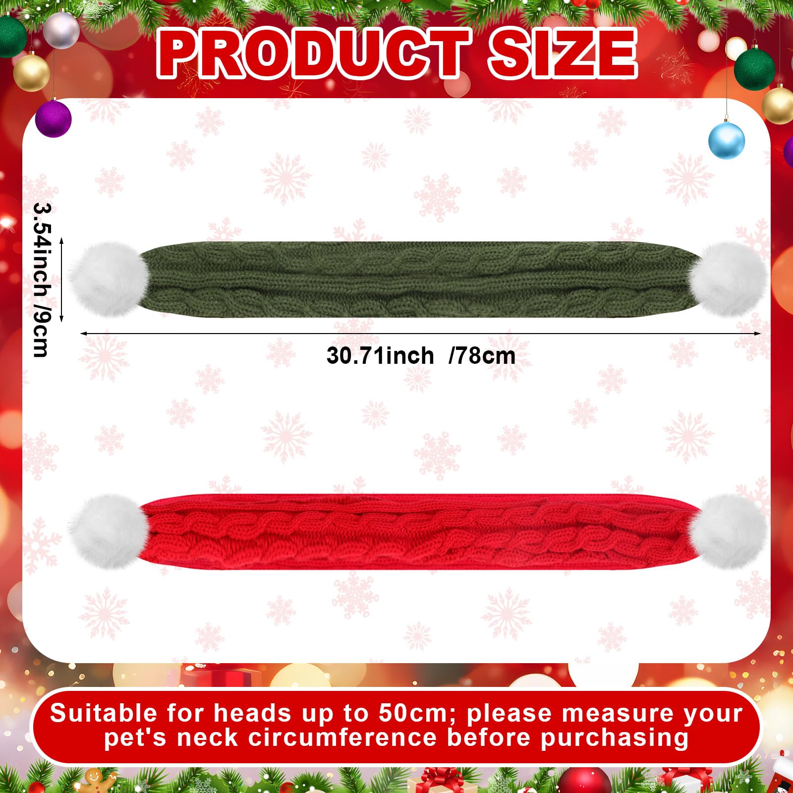 Aliceset bufanda navideña para perro en verde con pompón, perfecta para sesiones de fotos