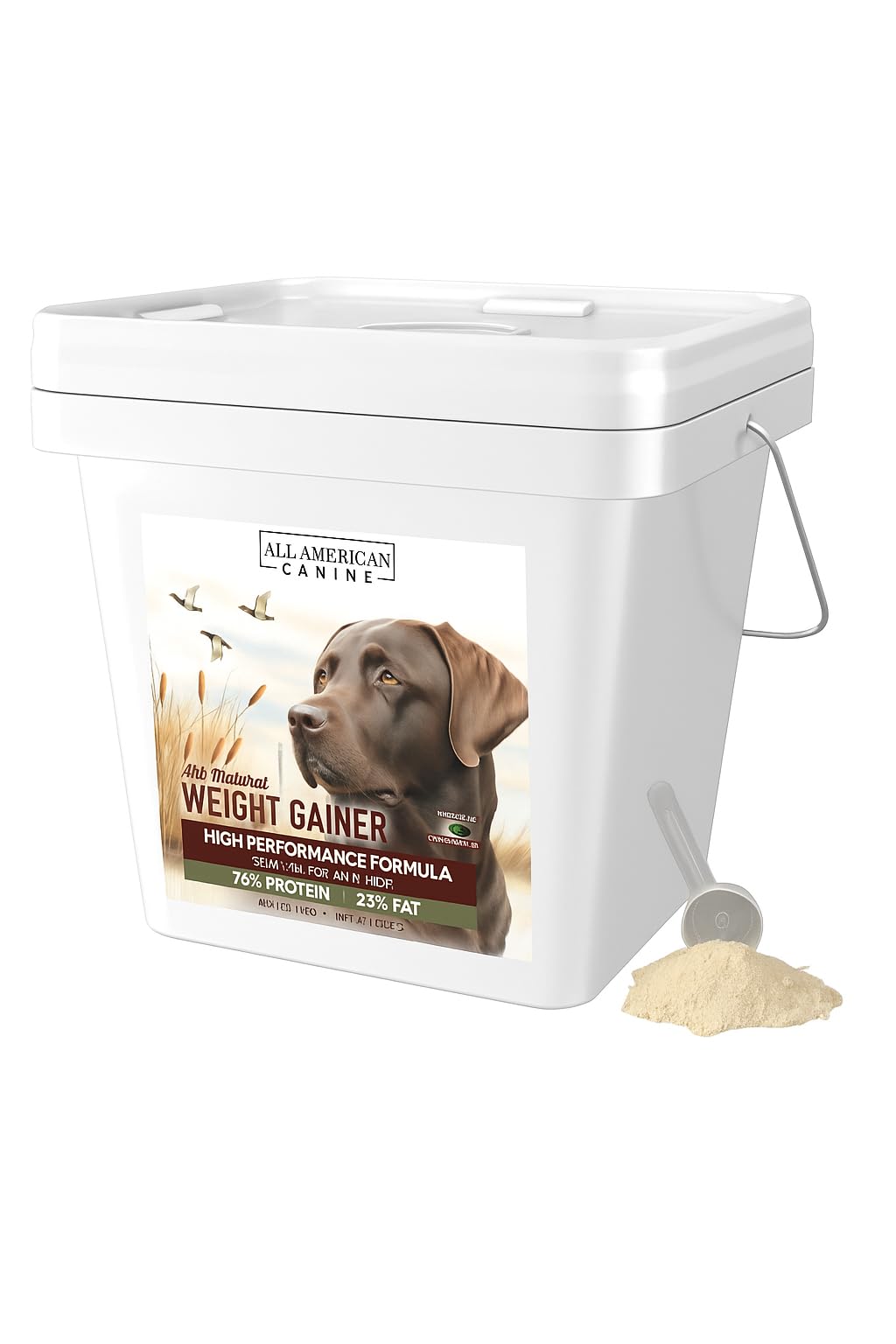 All American Canine bolsa de polvo para ganar peso, nutrición y apoyo digestivo.