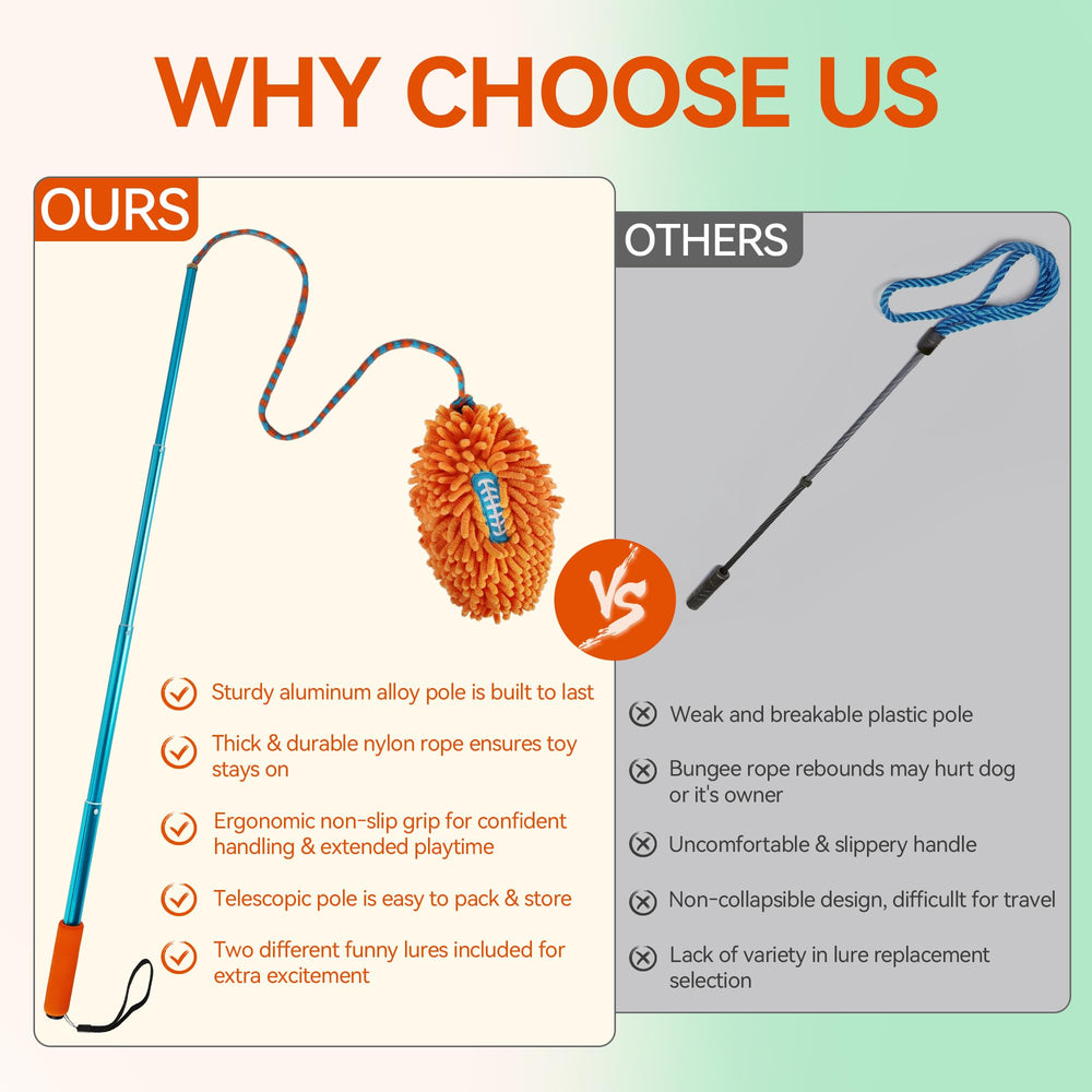 ALL FOR PAWS Flirt Pole diseño compacto para viaje y almacenamiento