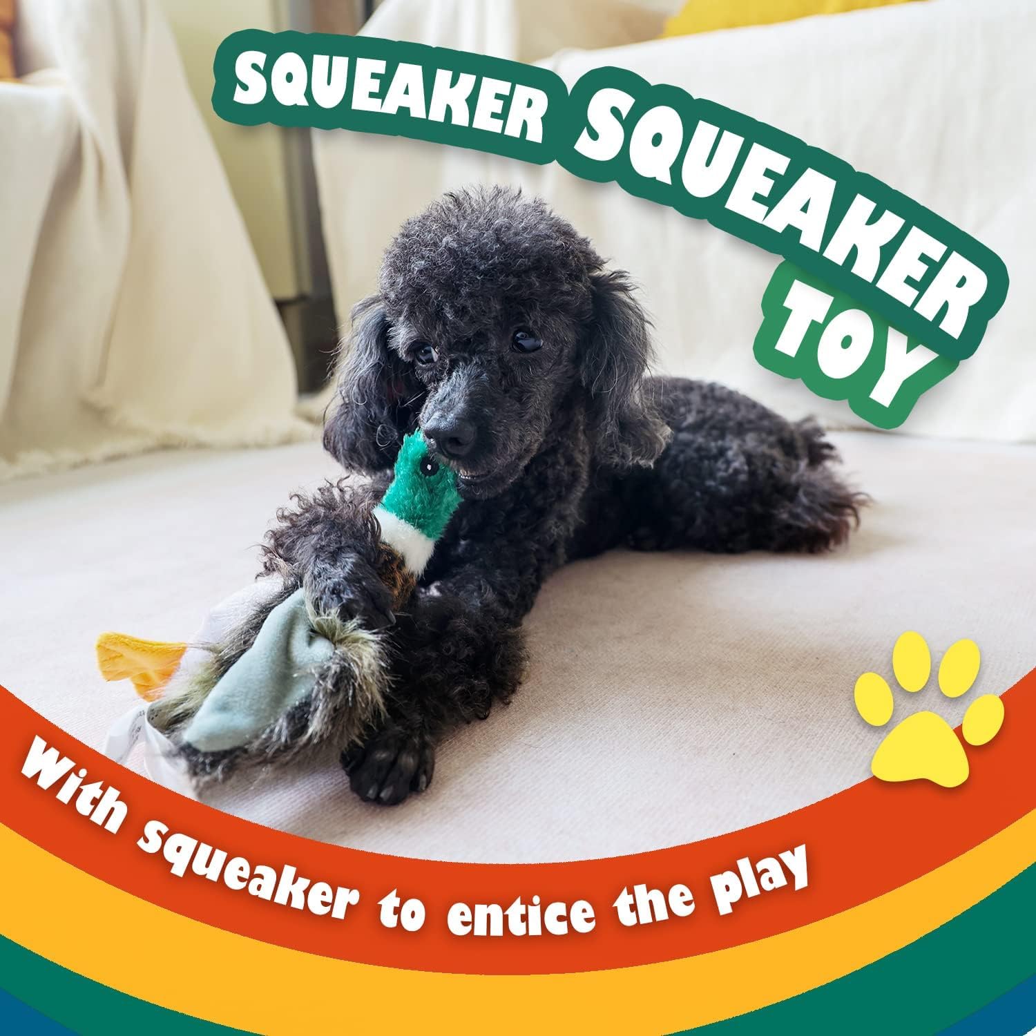 ALL FOR PAWS pato peluche suave, confort y alivio de estrés para tu mascota
