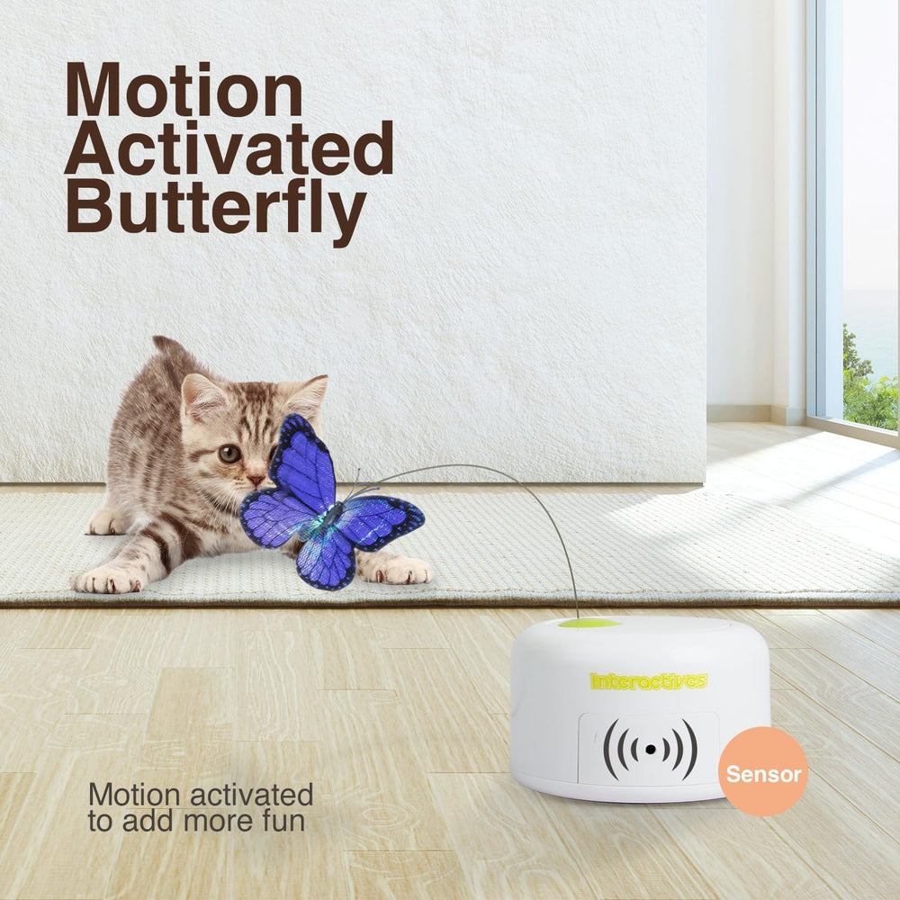 ALL FOR PAWS mariposa interactiva: rotación de 360° para persecución dinámica.