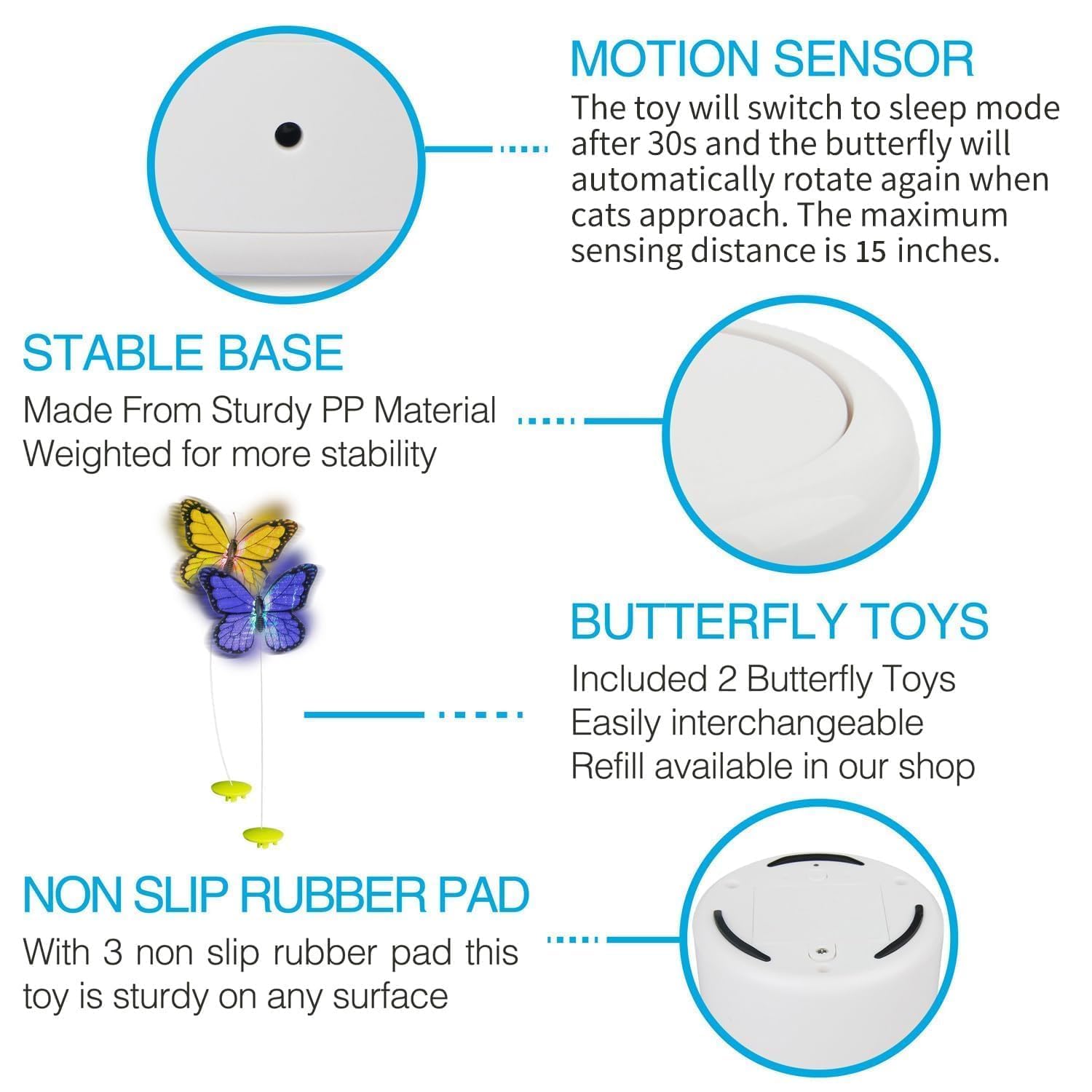 ALL FOR PAWS mariposa interactiva: ideal para uso en interiores.