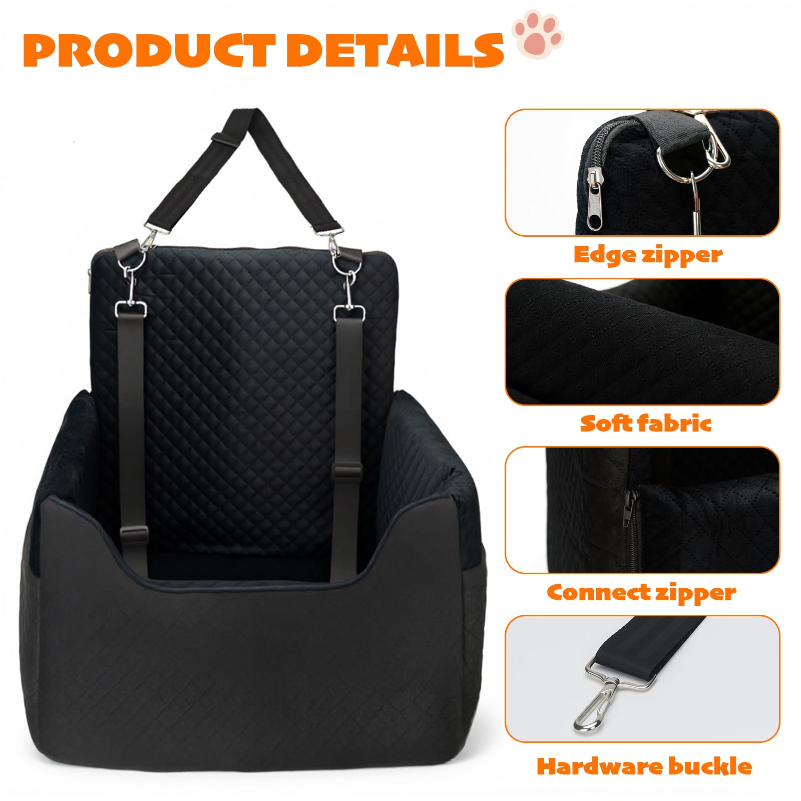 All Good Pet Supplies, asiento con correa de seguridad para perros pequeños, seguridad en coche