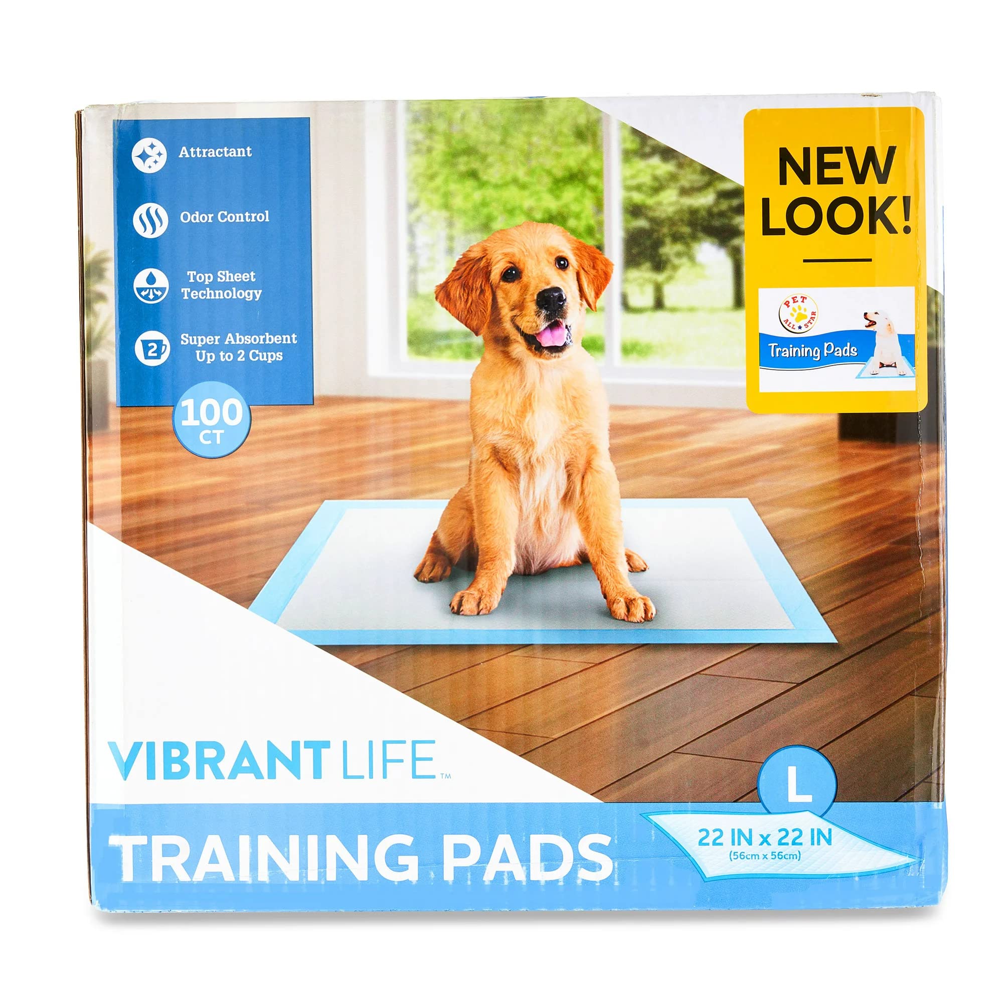All Star Pet Training Pads en empaque de 100 unidades para entrenamiento en casa.