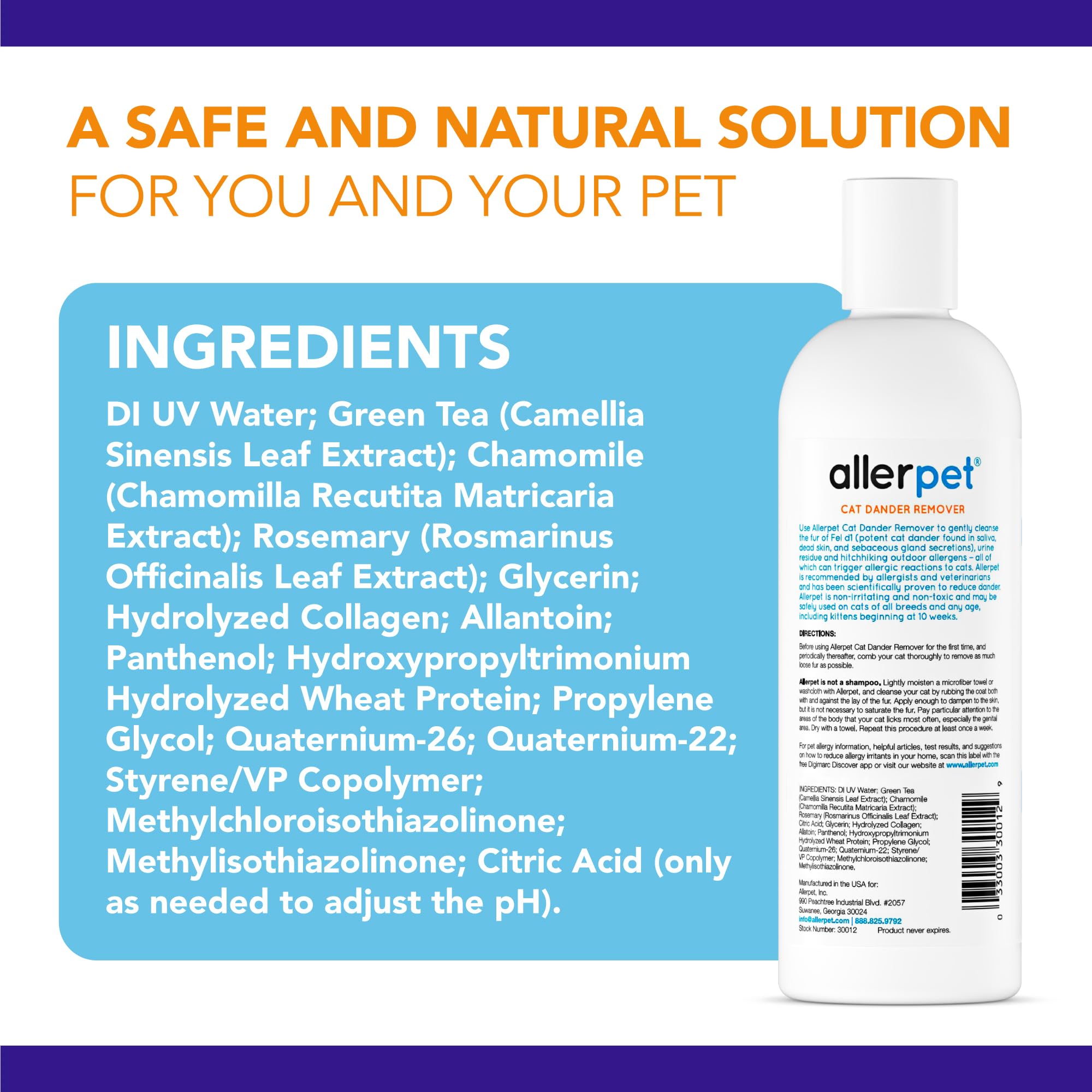 Allerpet Aloe Vera Free, sin-enjuague para rutina rápida.