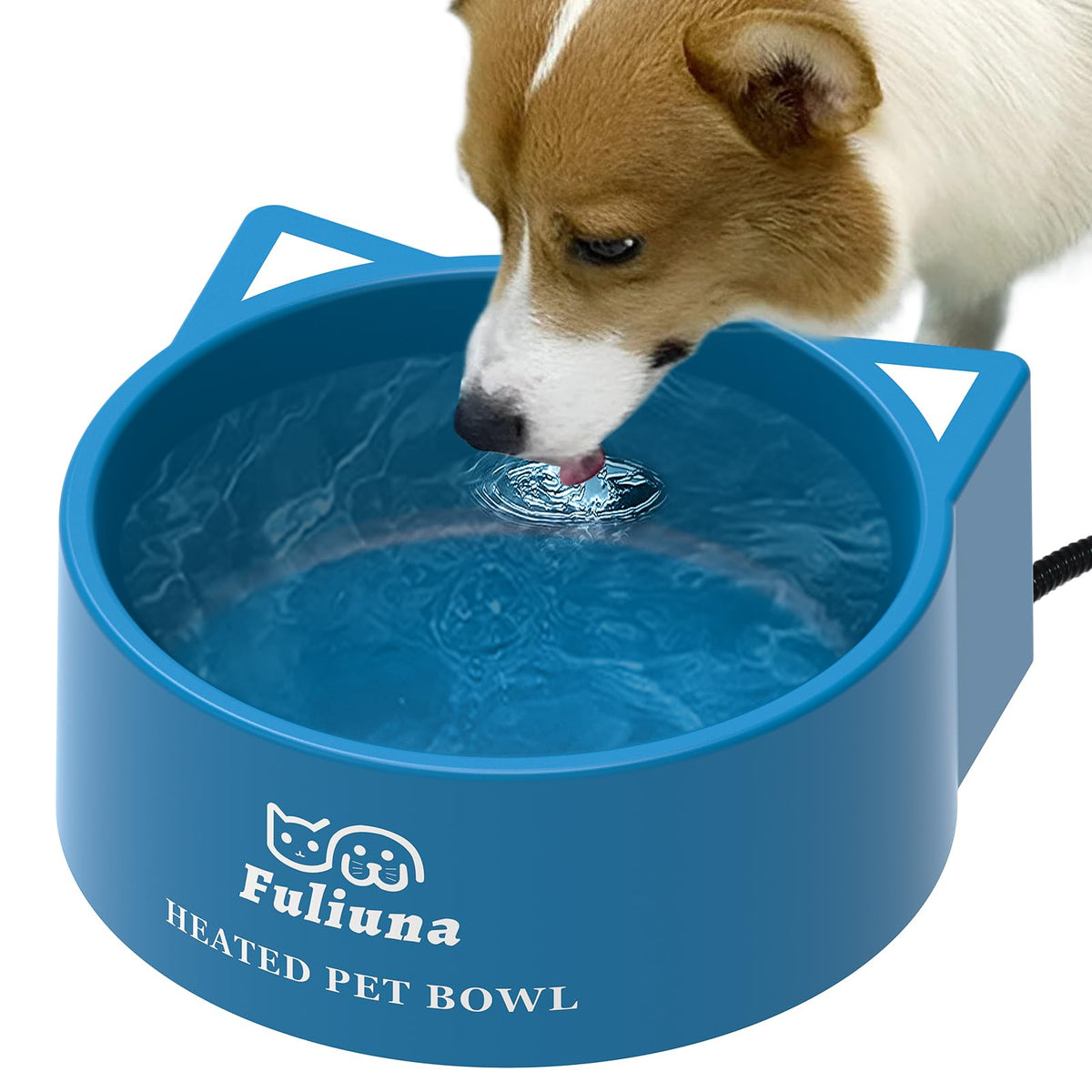 Alpcouts cuenco de agua caliente para exterior con perros y gatos bebiendo al aire libre
