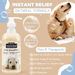 Champú para perros sin llanto de Alpha Dog Series, fórmula avena-aloe suave.