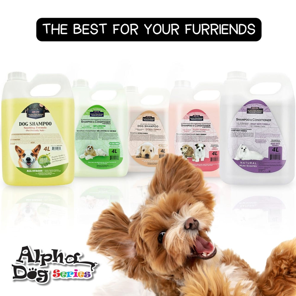 Pelo suave y brillante tras el lavado con Alpha Dog Series.