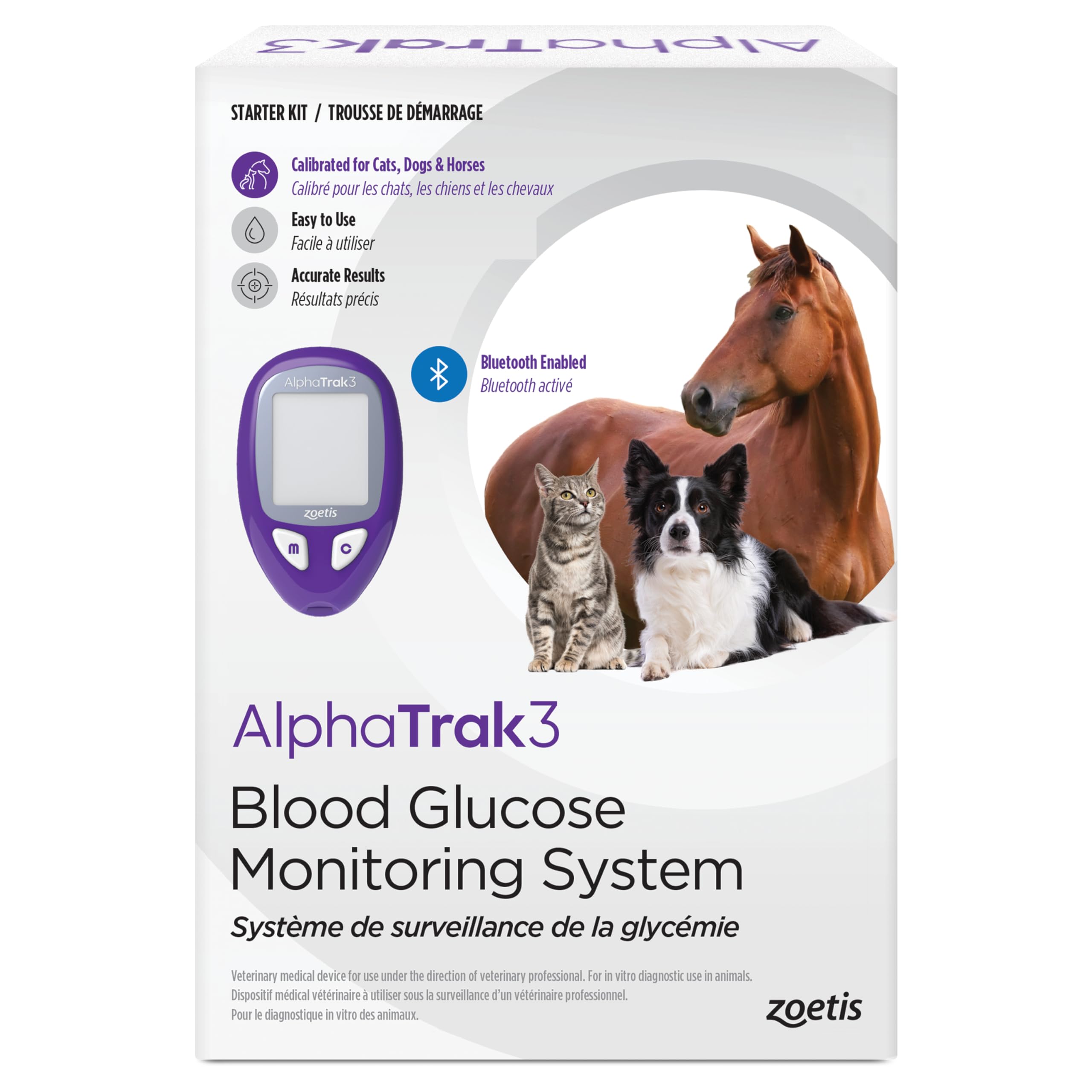 AlphaTrak 3 medidor de glucosa en sangre para mascotas, lectura fiable en casa