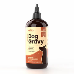 Altira Salsa Diaria para Perros, botella frontal, realza el sabor de la comida seca.