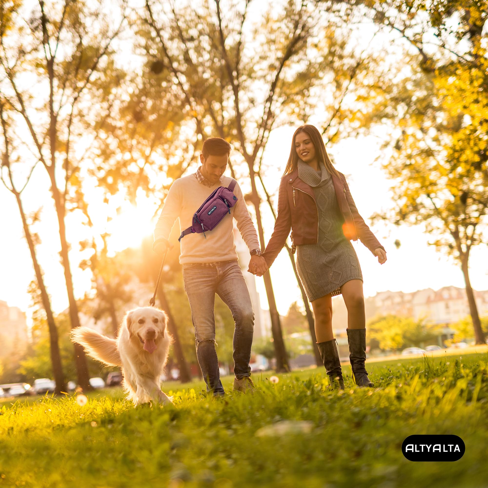 ALTYALTA EZ Riñonera para Paseos con Perros, bolsillo oculto para teléfono