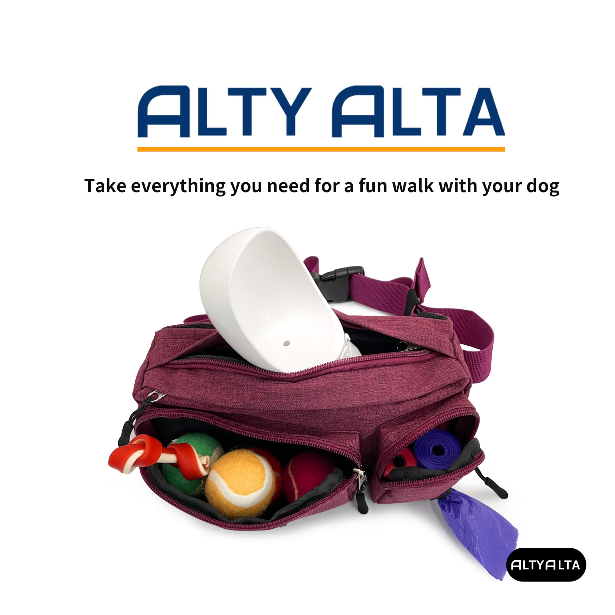 ALTYALTA EZ Riñonera para Paseos con Perros, seis bolsillos para premios, teléfono y llaves