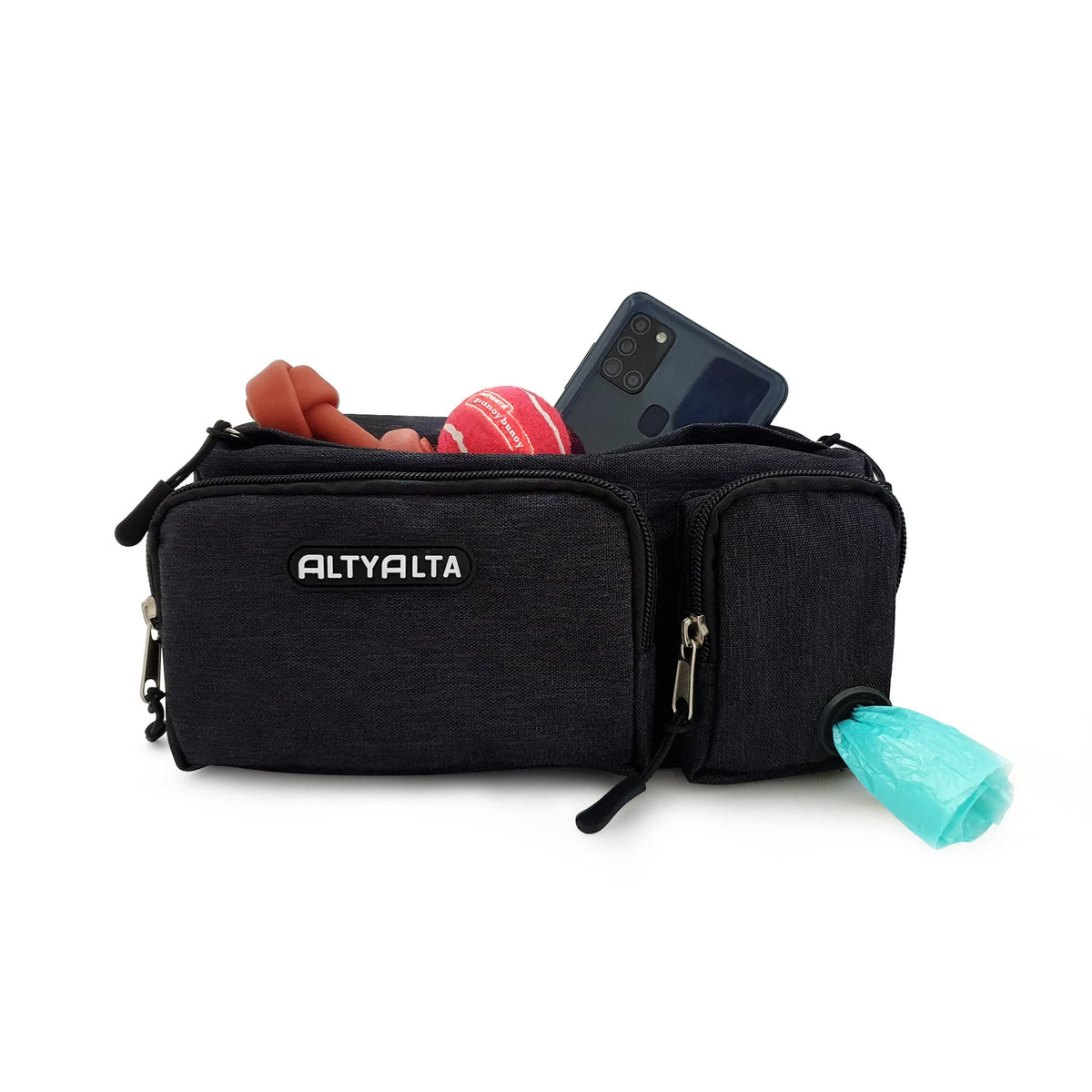 ALTYALTA EZ dispensador de bolsas frontal para recoger desechos durante paseos.