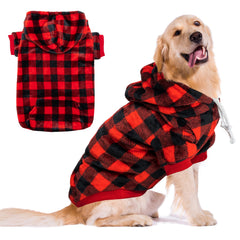 ALUZAEMO sudadera para perro con capucha, frontal, diseño a cuadros, ideal para días fríos