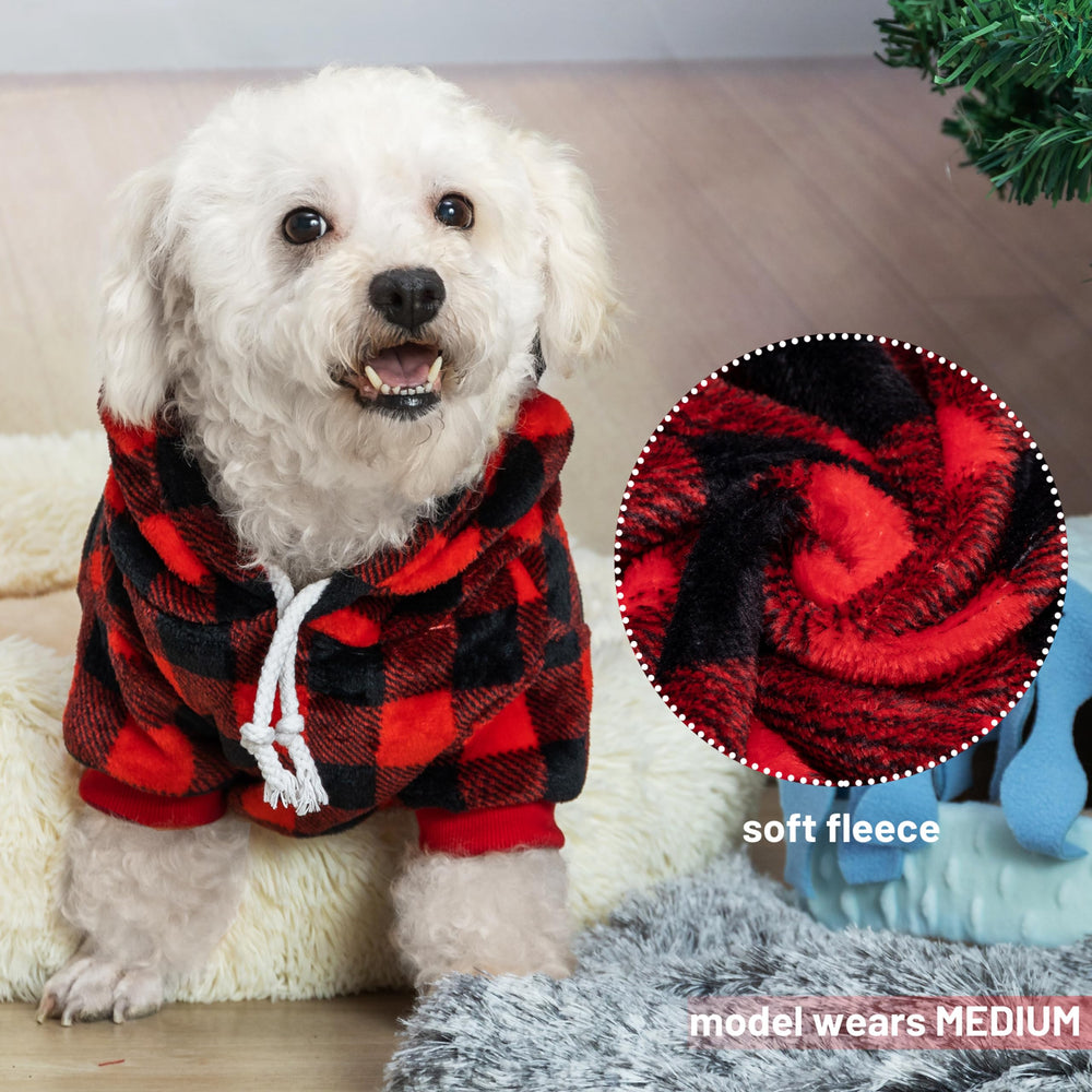 ALUZAEMO sudadera para perro, diseño a cuadros navideño para fiestas