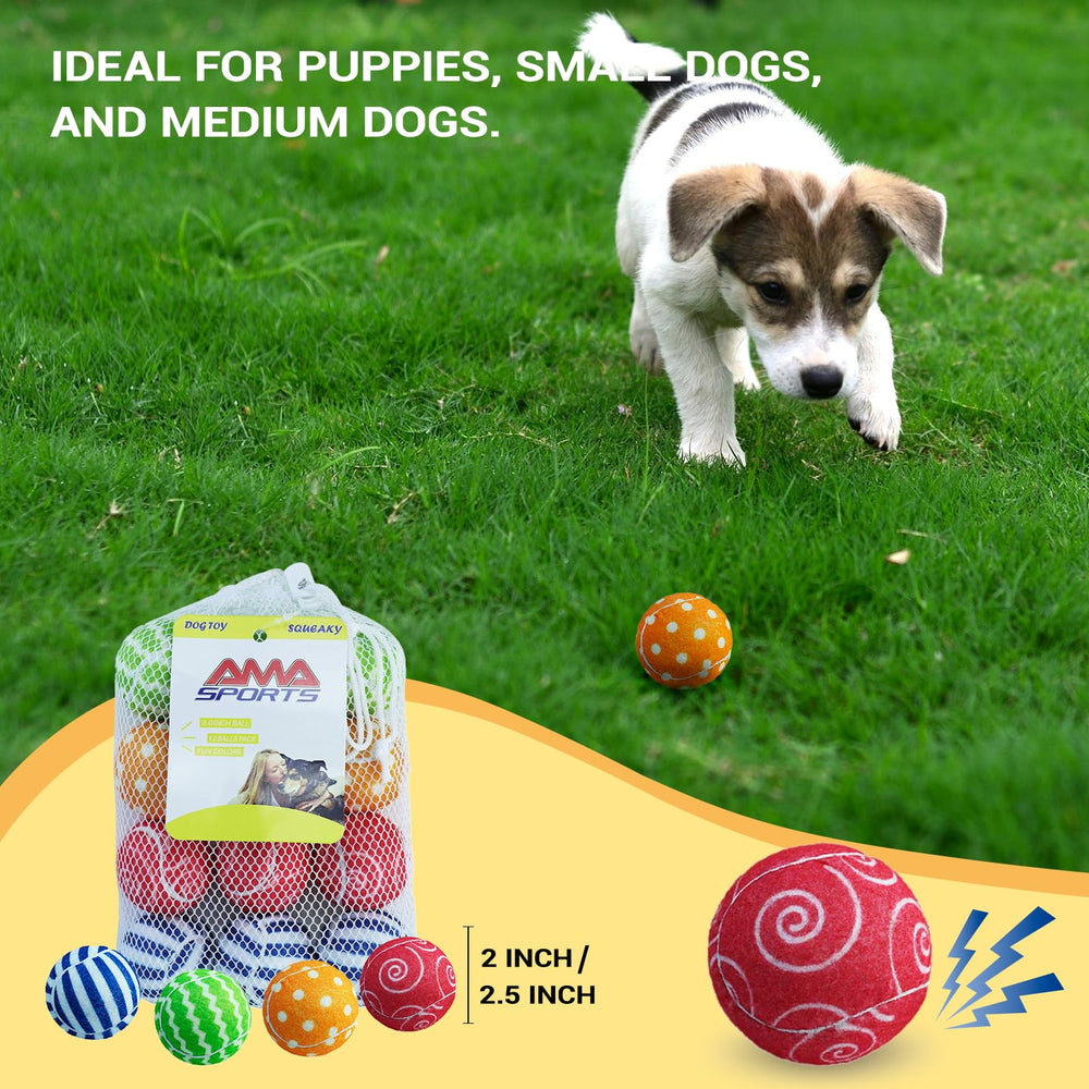 AMA SPORT bolas tenis chirrantes para perros, recubiertas de fieltro duradero