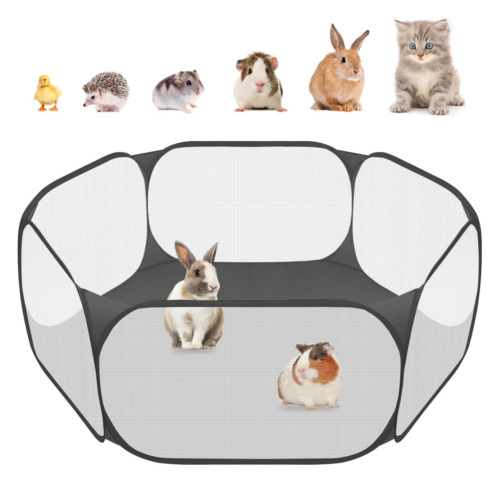 Amakunft corral para animales pequeños con malla transparente, ideal para visibilidad y ventilación.