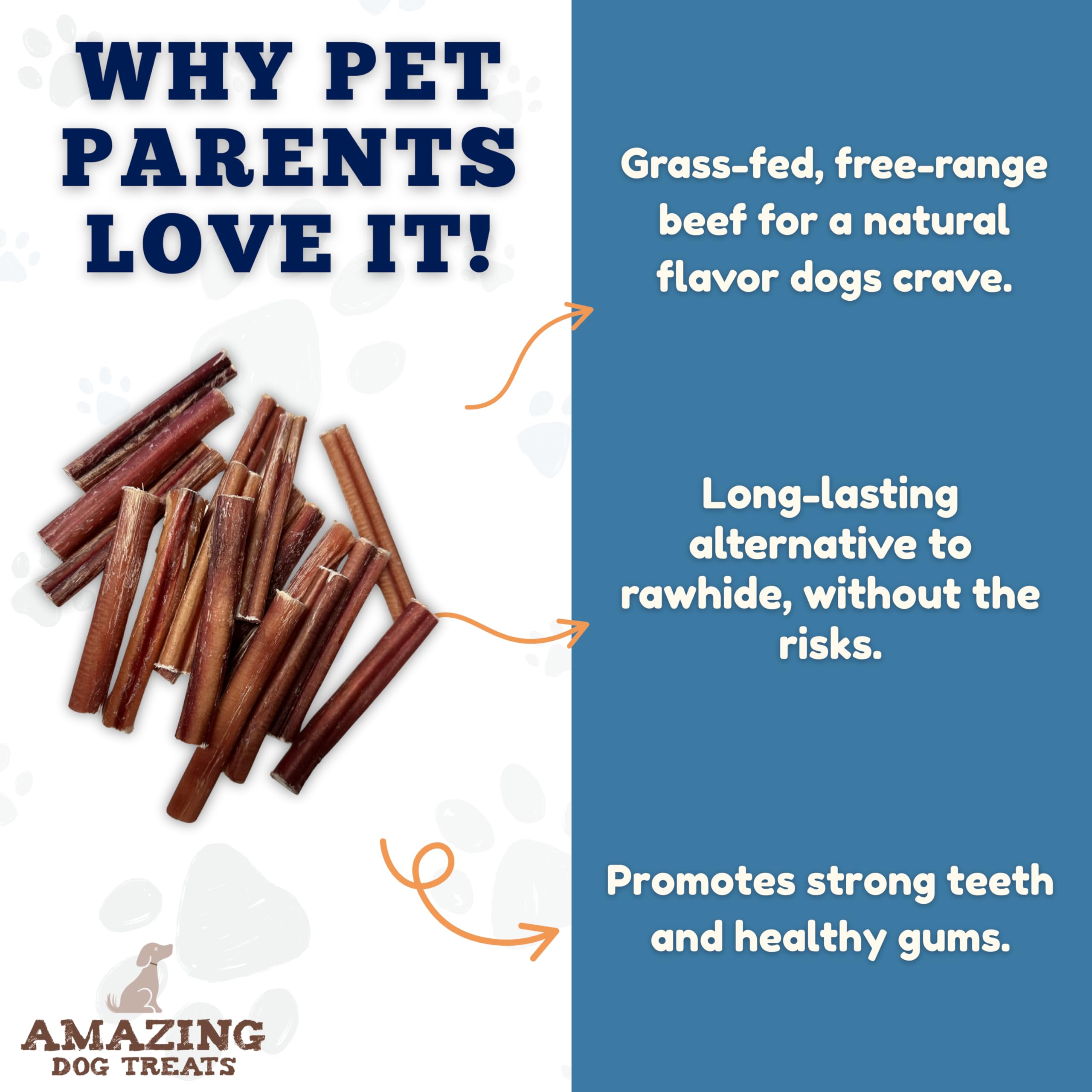 Bully-stick de Amazing Dog Treats con alta proteína para perros activos.