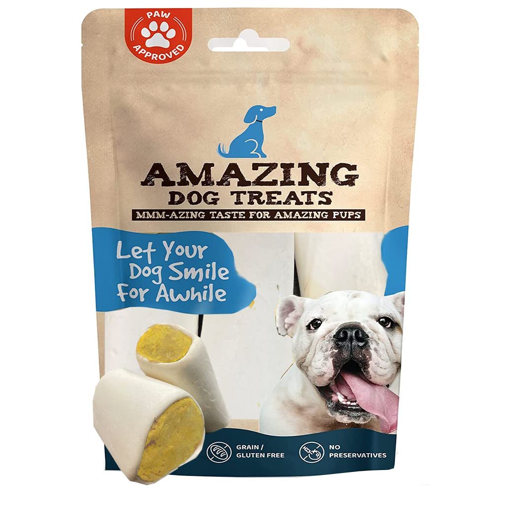 Amazing Dog Treats: hueso de tibia relleno, masticación prolongada para perros.