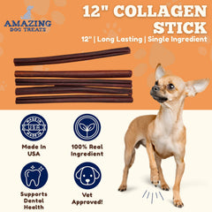 Amazing Dog Treats palos de colágeno 12 pulgadas para limpieza dental
