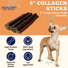Paquete de 15 palitos de colágeno de Amazing Dog Treats, vista del empaque
