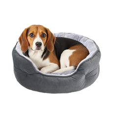 Cama redonda Amazon Basics con superficie suave para perros medianos