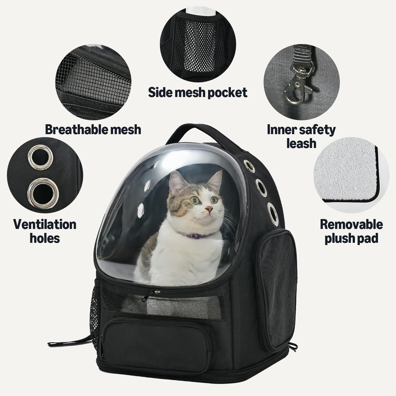 Amazon Basics portabebés con ventana burbuja removible para limpieza fácil.