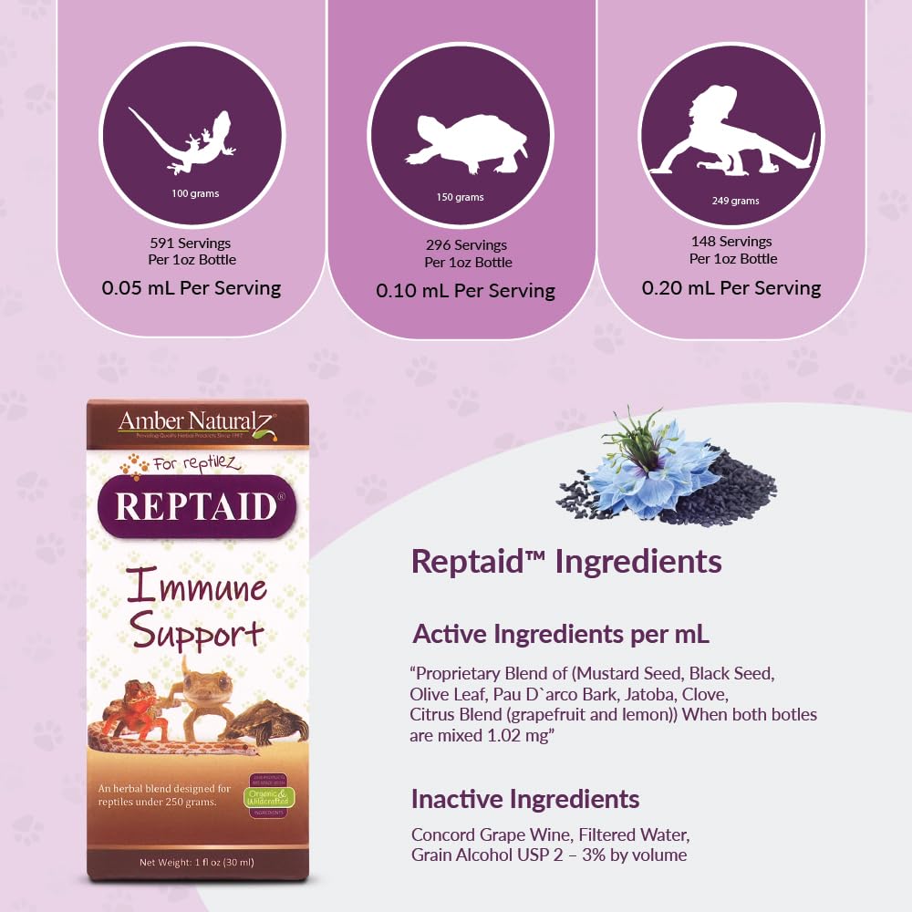 AMBER NATURALZ Reptaid etiqueta frontal con información de ingredientes.