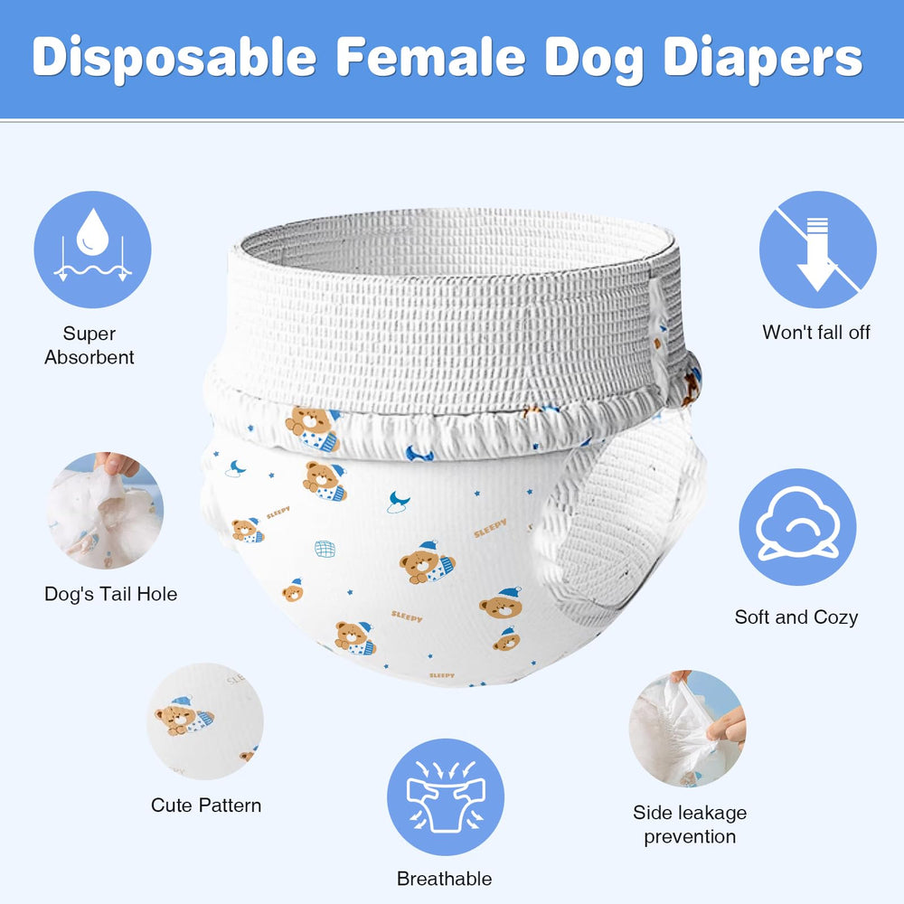 Ambreview diseño oso, pañales para perro hembra con aspecto atractivo.