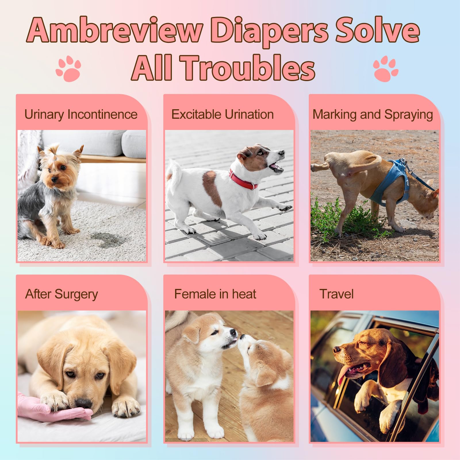 Ambreview pañales para perros mayores, apoyo cómodo para movilidad