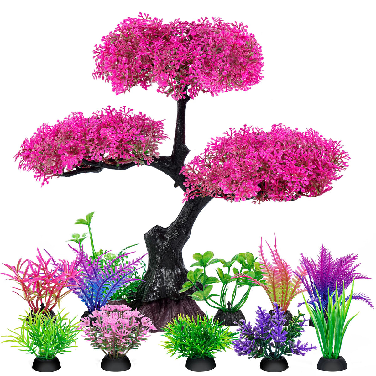 Ameliade árbol cerezo rosa para acuario, color vivo y refugio para peces