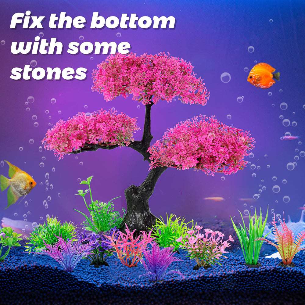 Ameliade escondite para bettas, árbol rosa en el acuario