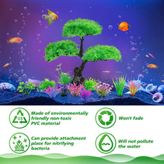 Ameliade planta artificial acuario: hojas verdes que se mueven con el agua.