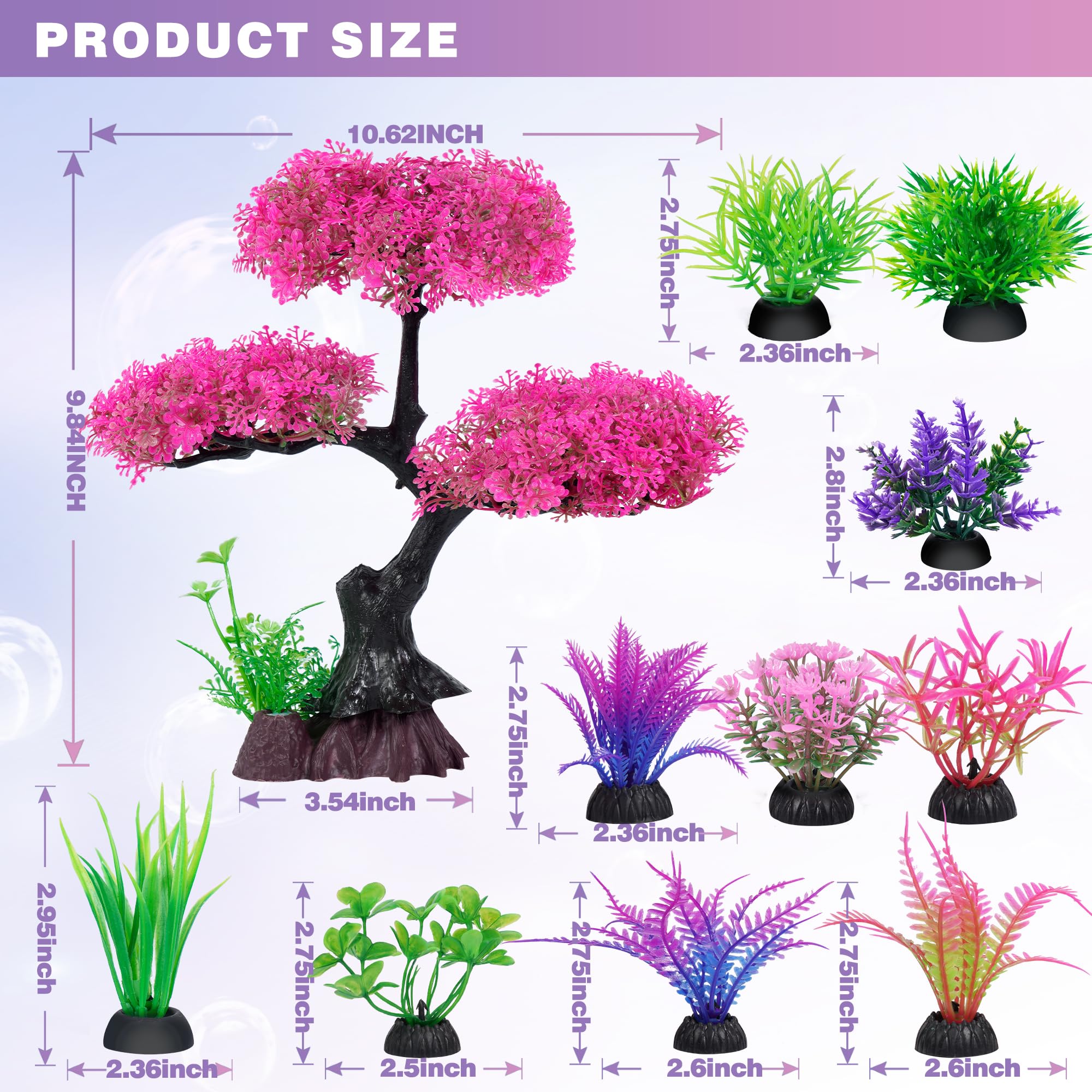 Ameliade plantas artificiales para acuario, hojas realistas y seguras