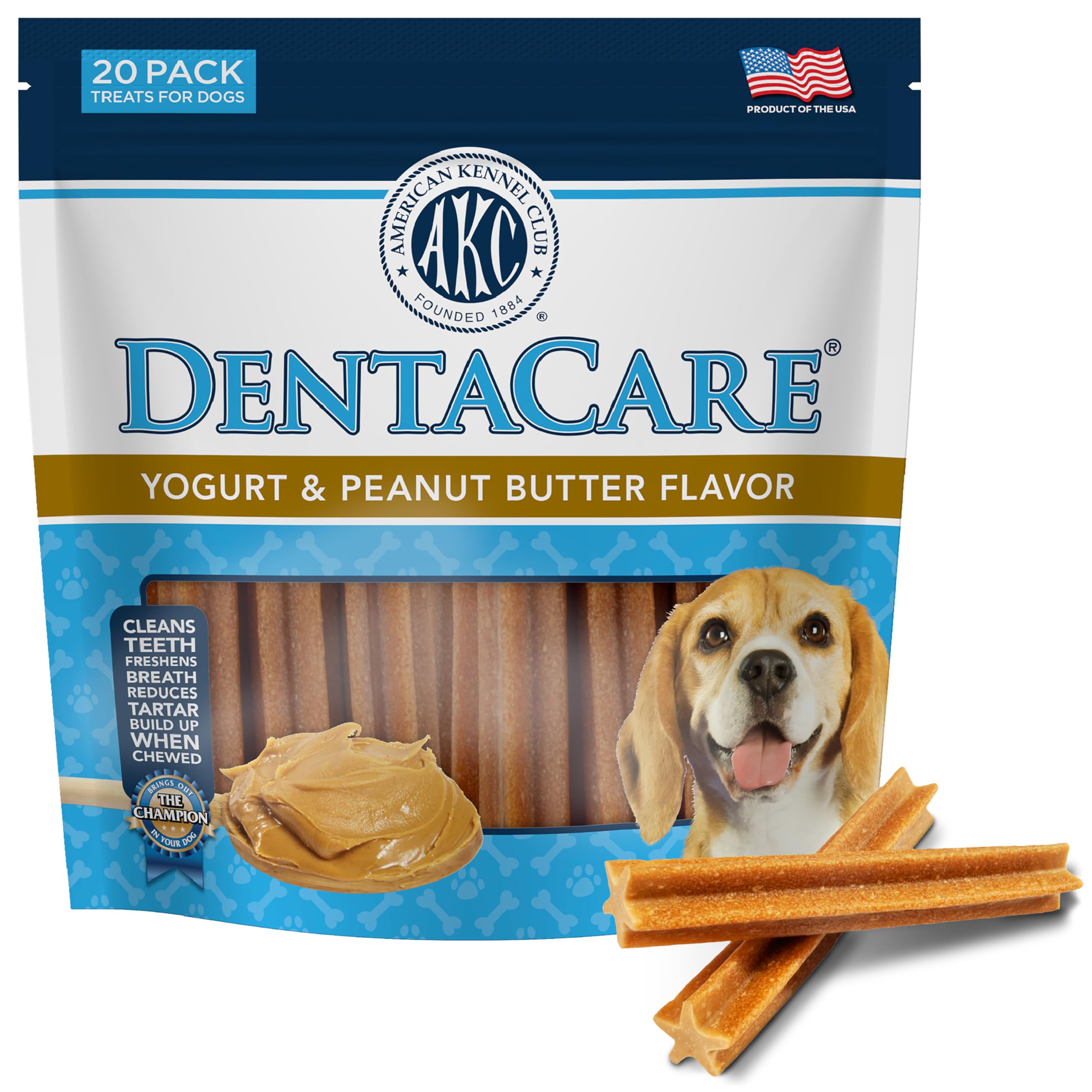 American Kennel Club Dentacare frente al empaque, ideal para cuidado dental suave