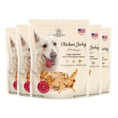 American Paws Jerky de pollo en bolsa con cierre para mantener frescura.