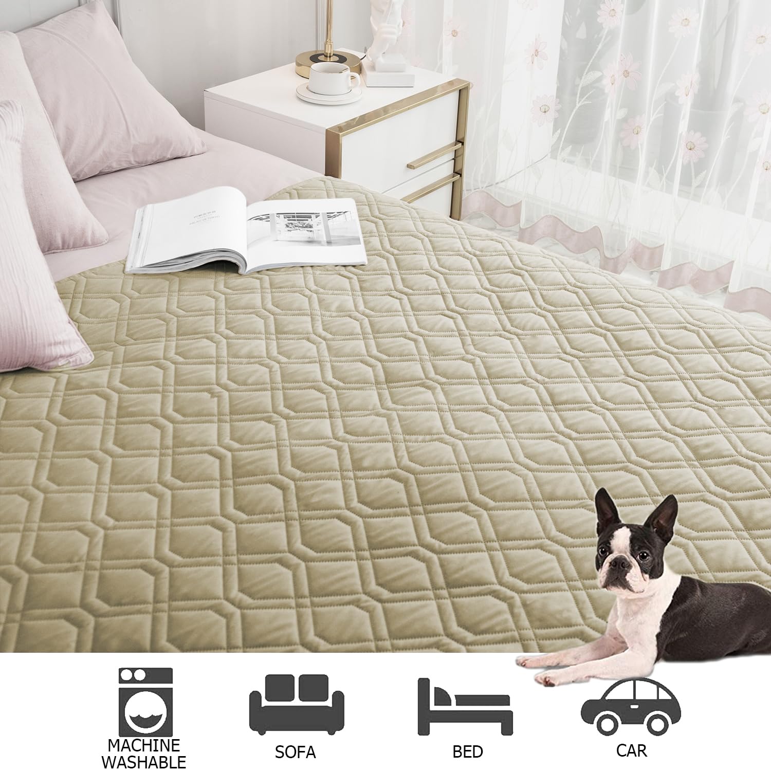 Ameritex cobertor adaptable a distintos tamaños de muebles.