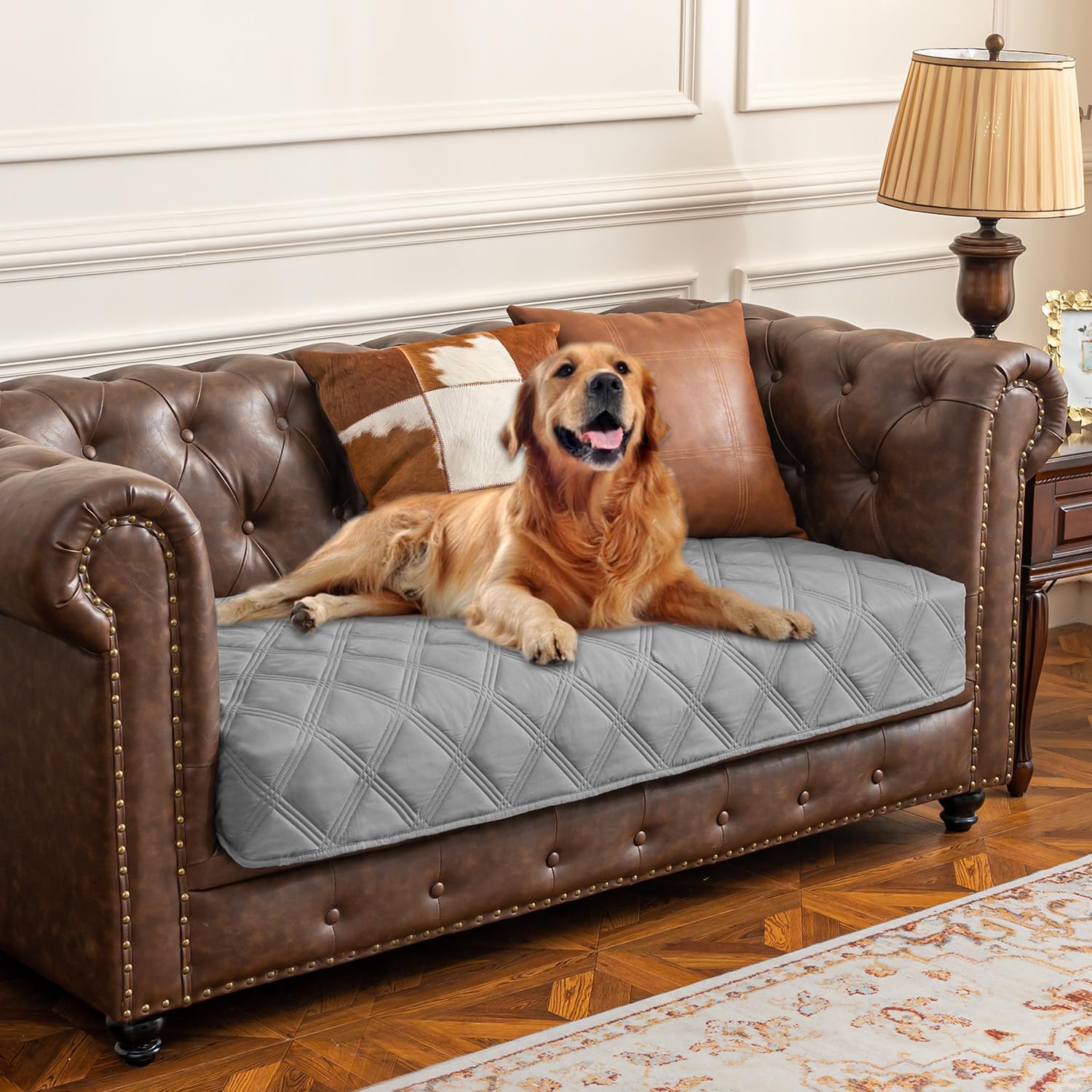 Ameritex cobertor impermeable para perro en sofá, protege muebles de manchas y líquidos.