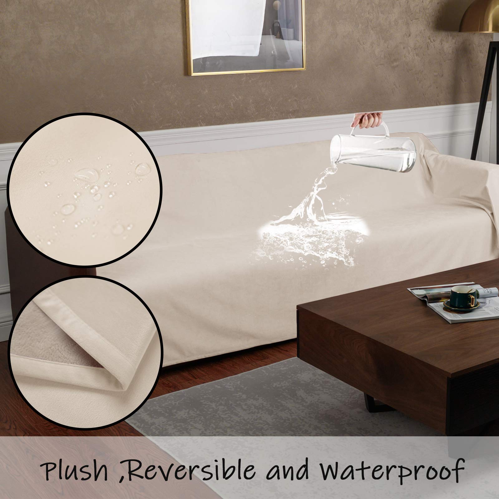 Manta Ameritex reversible crema-beige para cama, uso diario.