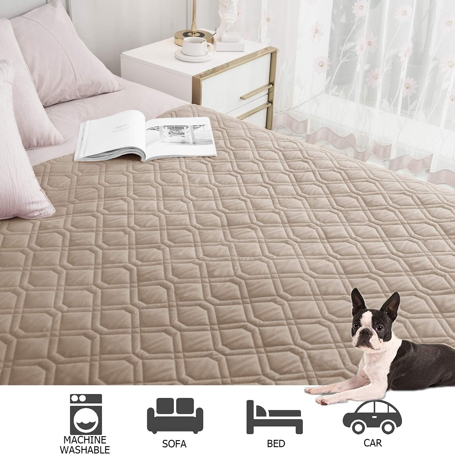 Ameritex opción adecuada para sofá y cama, ideal para hogares con mascotas.